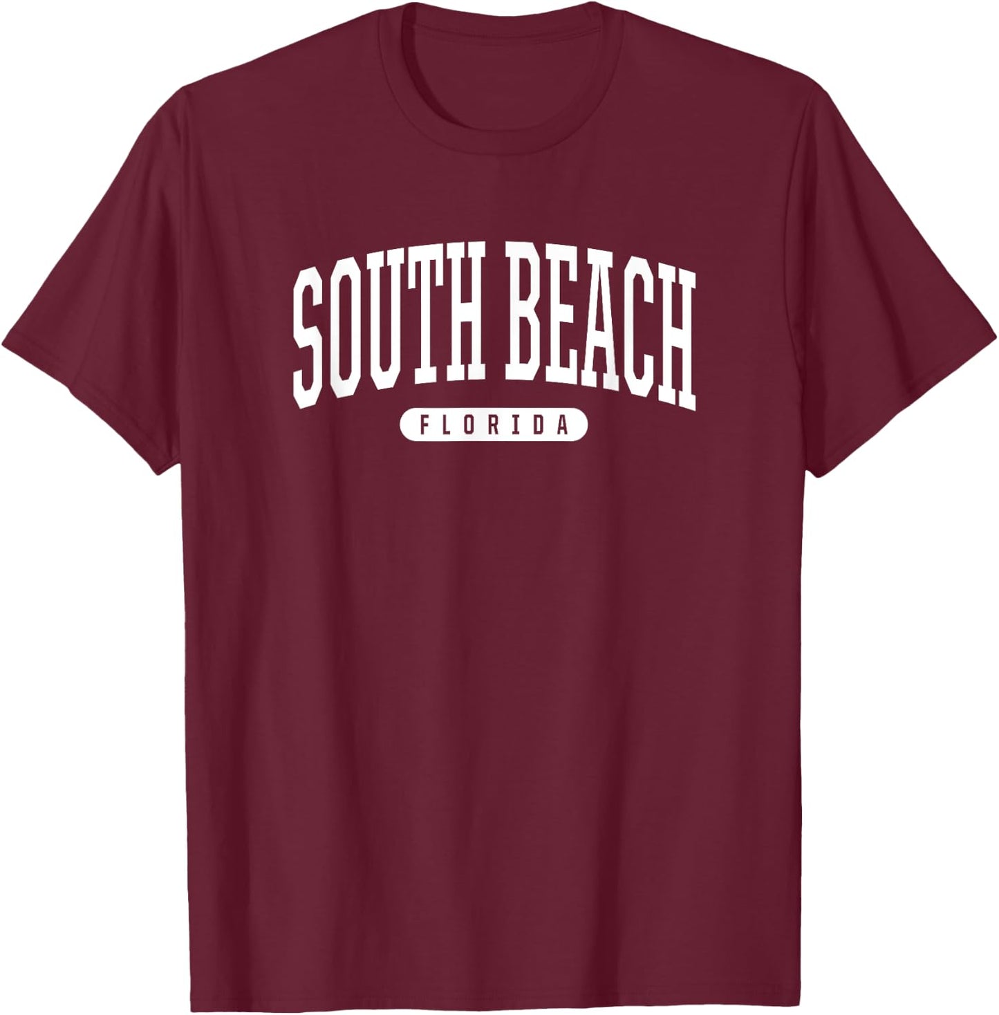 South Beach Florida Vacation College Style FL USA T Men Women Girls Kids T-Shirt - T-Shirt | Maroon