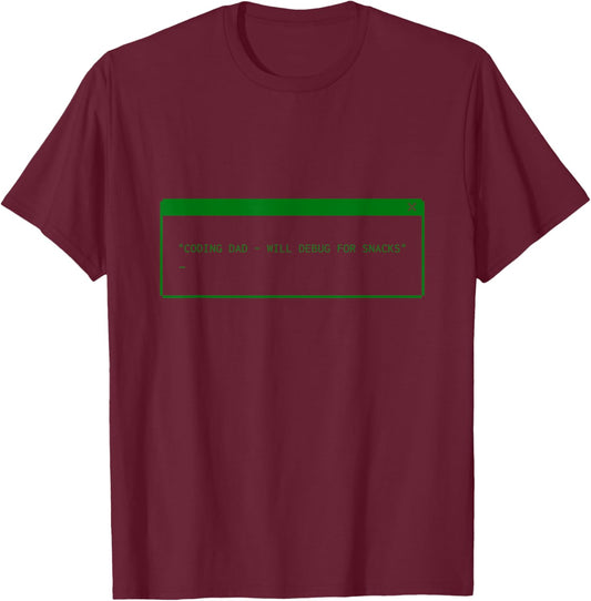 Coding Dad Coder Father's Day Funny Daddy Fatherhood Quote T-Shirt - T-Shirt | Maroon