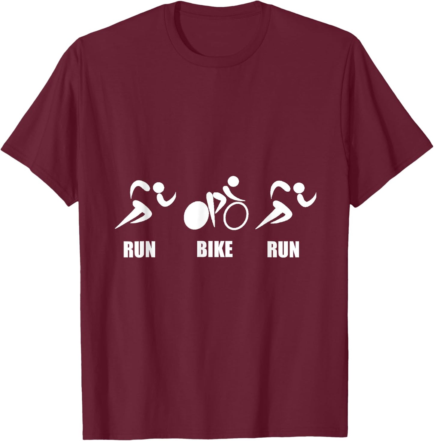 Run Bike Run Duathlon T-Shirt - T-Shirt | Maroon