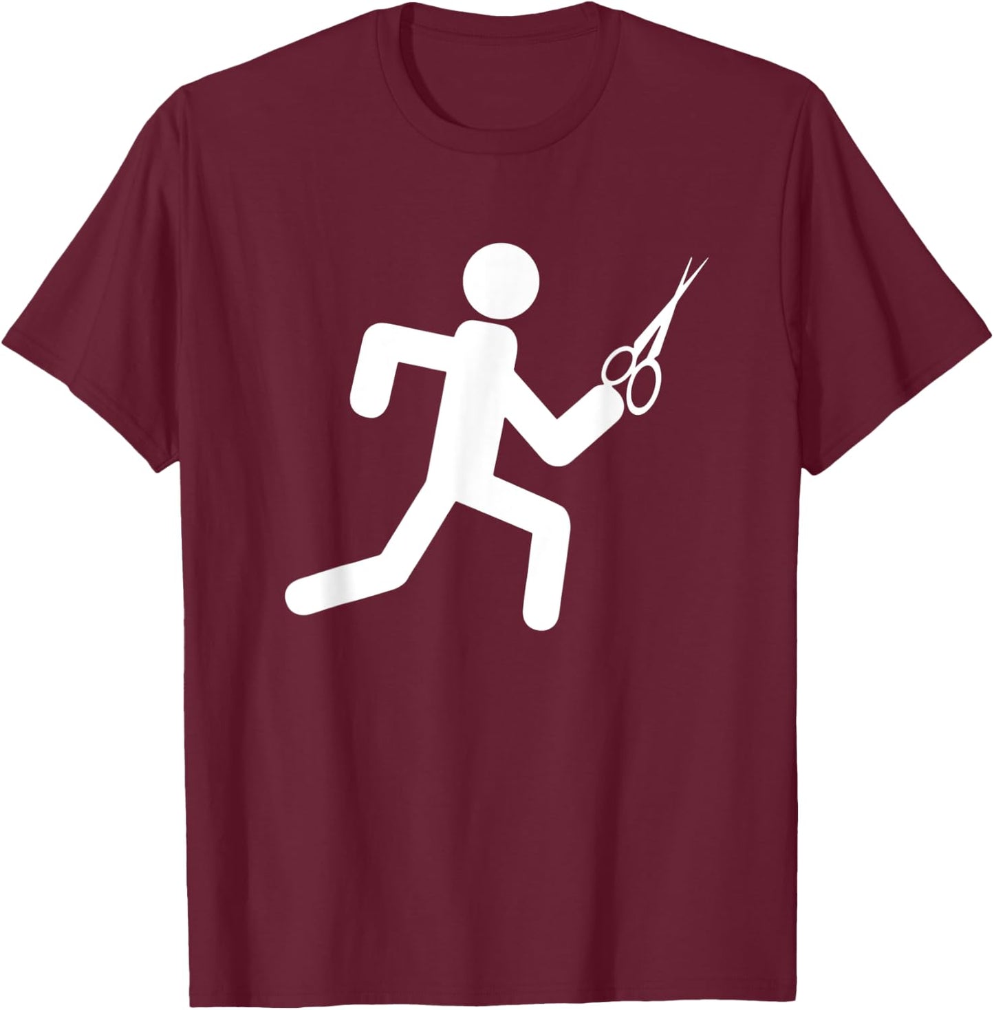 Funny Workout - running with scissors, stickman T-Shirt - T-Shirt | Maroon