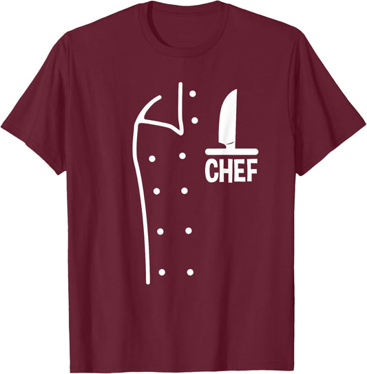 Funny Chef Uniform Faux Chef Costume T-Shirt - T-Shirt | Maroon