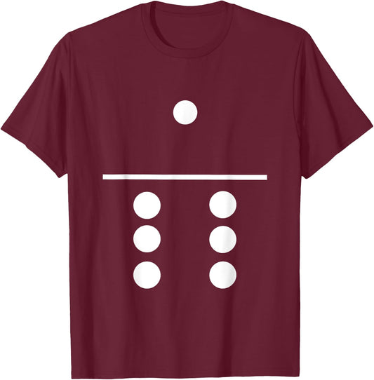 Domino 1 and 6 Matching Halloween Group Costumes 1-6 T-Shirt - T-Shirt | Maroon