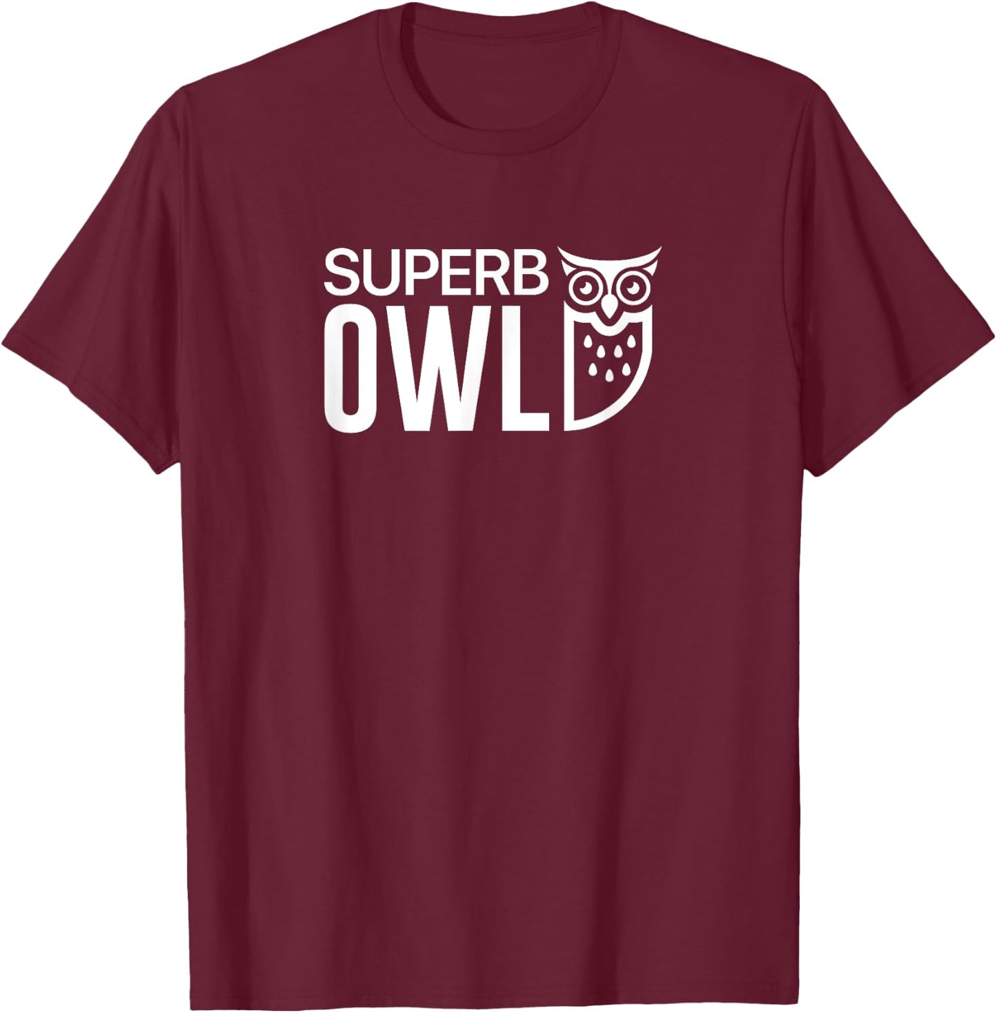 The Superb Owl Logotype Shirt - Owl Bird Shirt T-Shirt - T-Shirt | Maroon