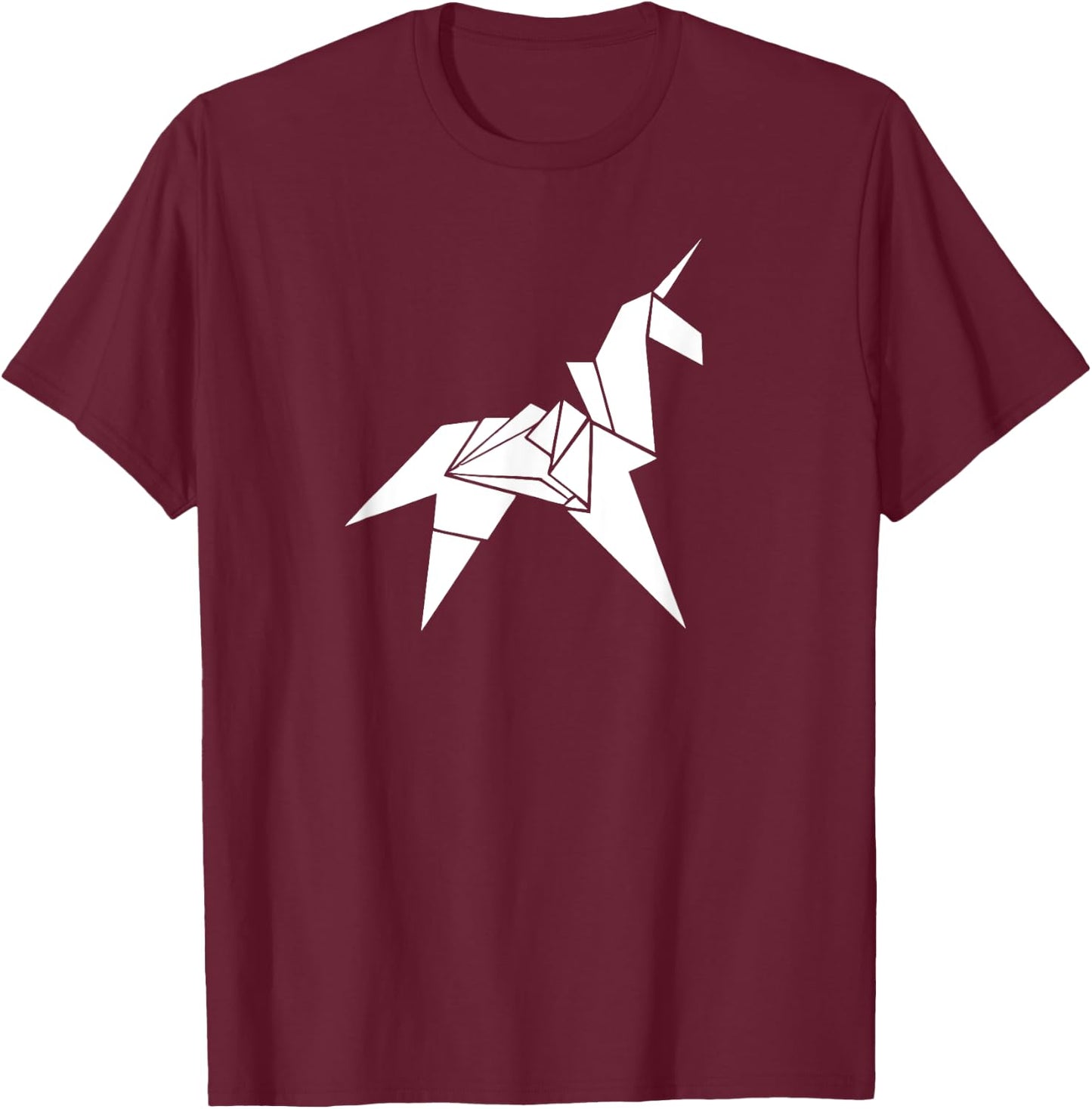 Origami Unicorn - Awesome Origami Art T-Shirt - T-Shirt | Maroon
