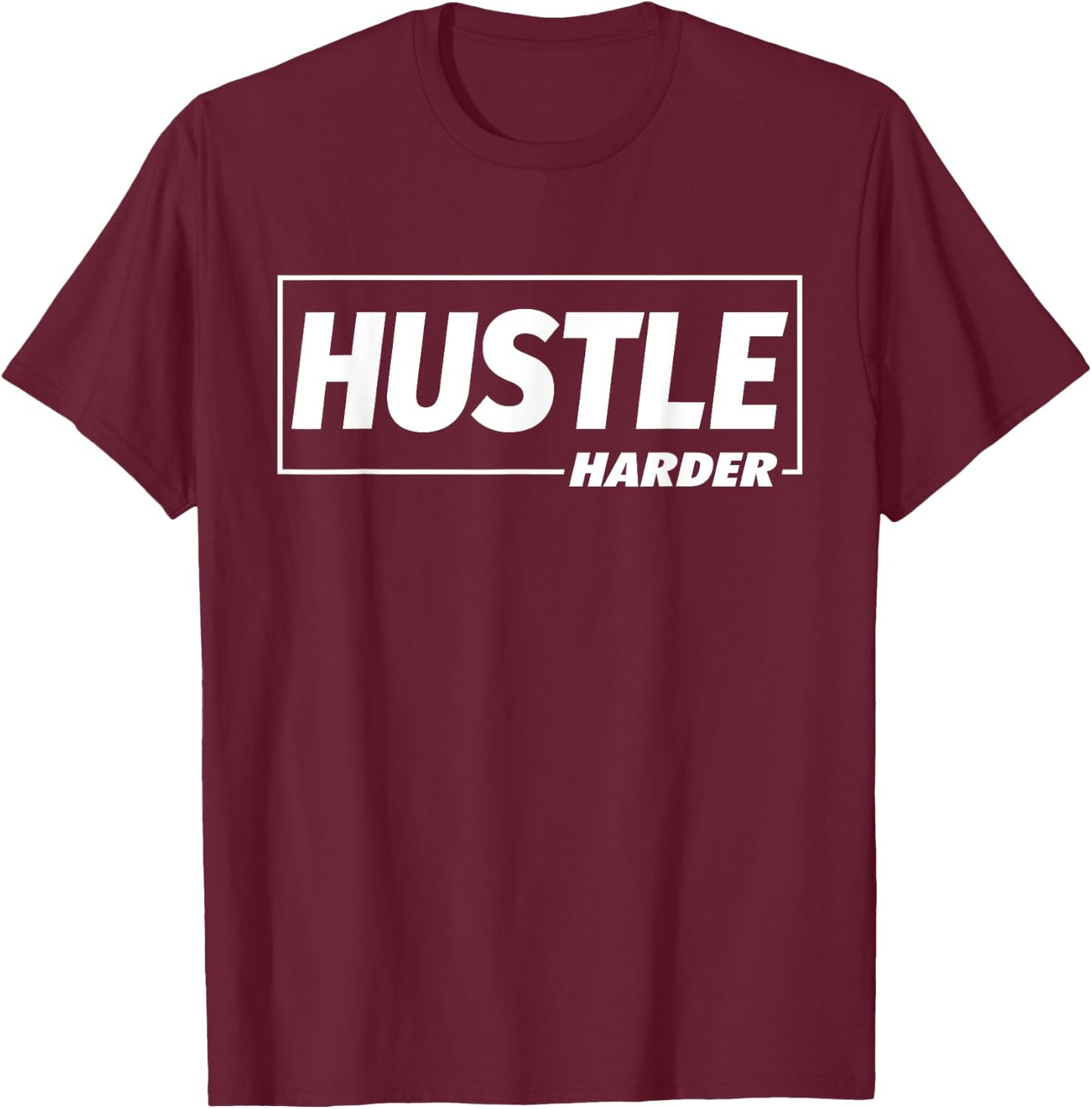 C682 Hustle Harder Gym T Shirt Workout Fitness Motivation T-Shirt - T-Shirt | Maroon
