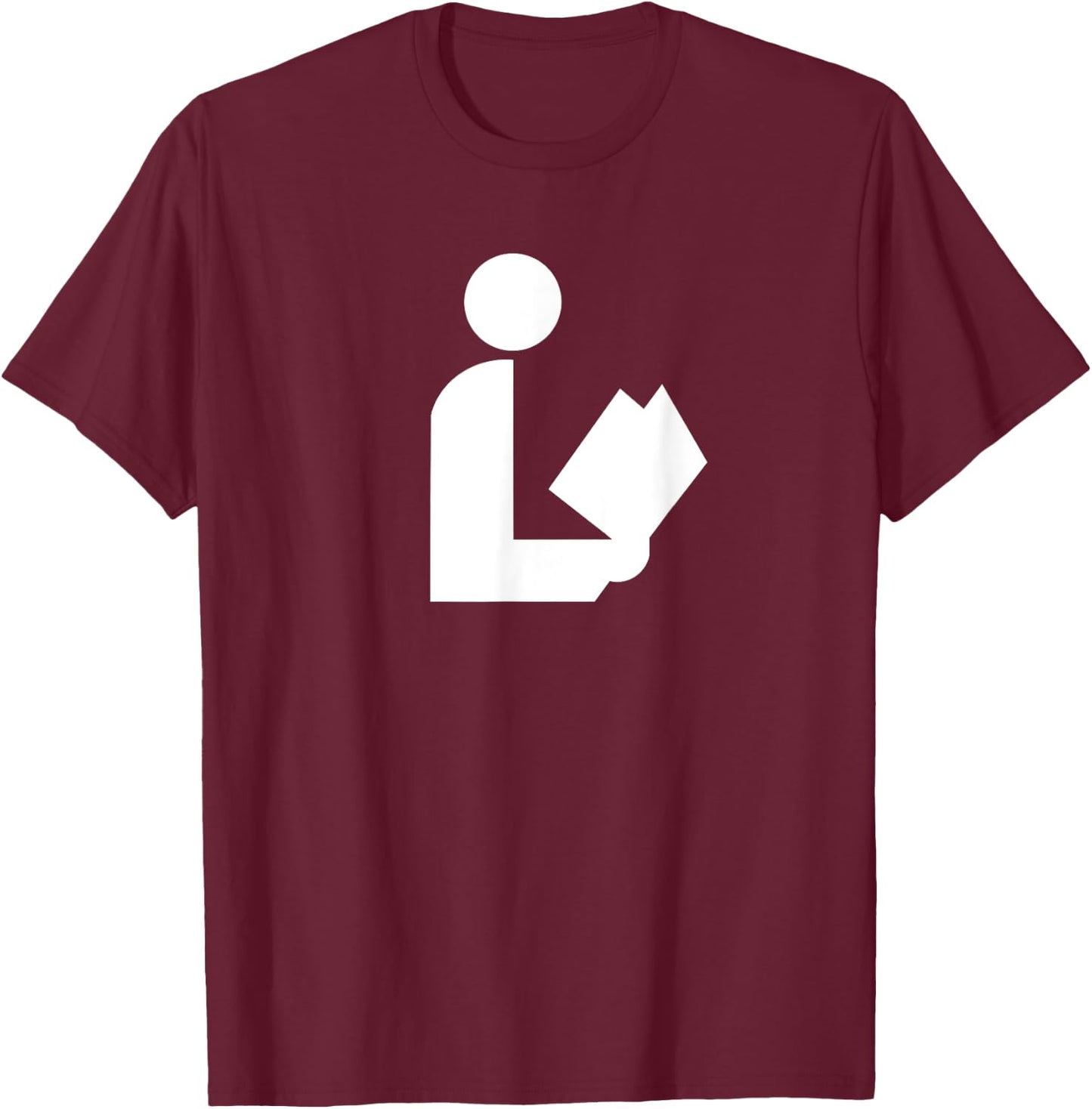 Library Sign Reading Symbol Librarian Patron Road-Sign White T-Shirt - T-Shirt | Maroon