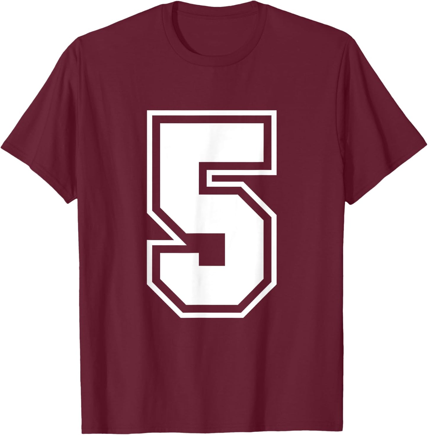 Number 5 Counting Monogram T-Shirt - T-Shirt | Maroon