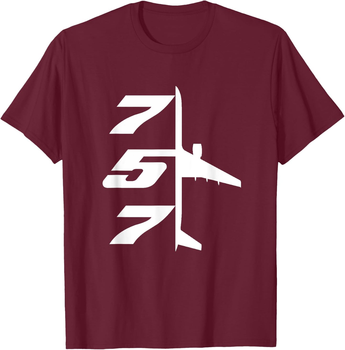 B757-200 Aircraft Airliner Plane Aeroplane Top-Down Profile T-Shirt - T-Shirt | Maroon