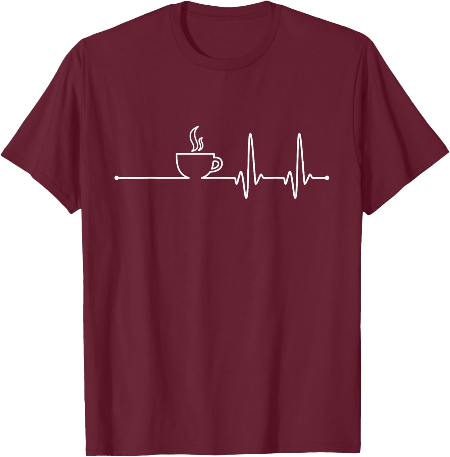 Coffee Heartbeat Pulse T-Shirt - T-Shirt | Maroon