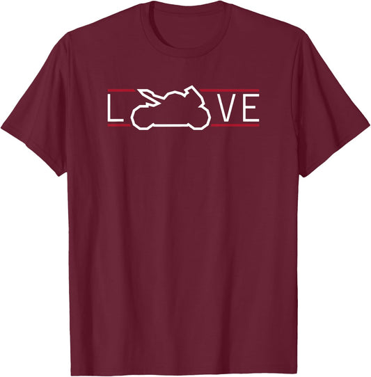 Love To Ride Race Sportbike Street Sport Bike Motorcycle T-Shirt - T-Shirt | Maroon