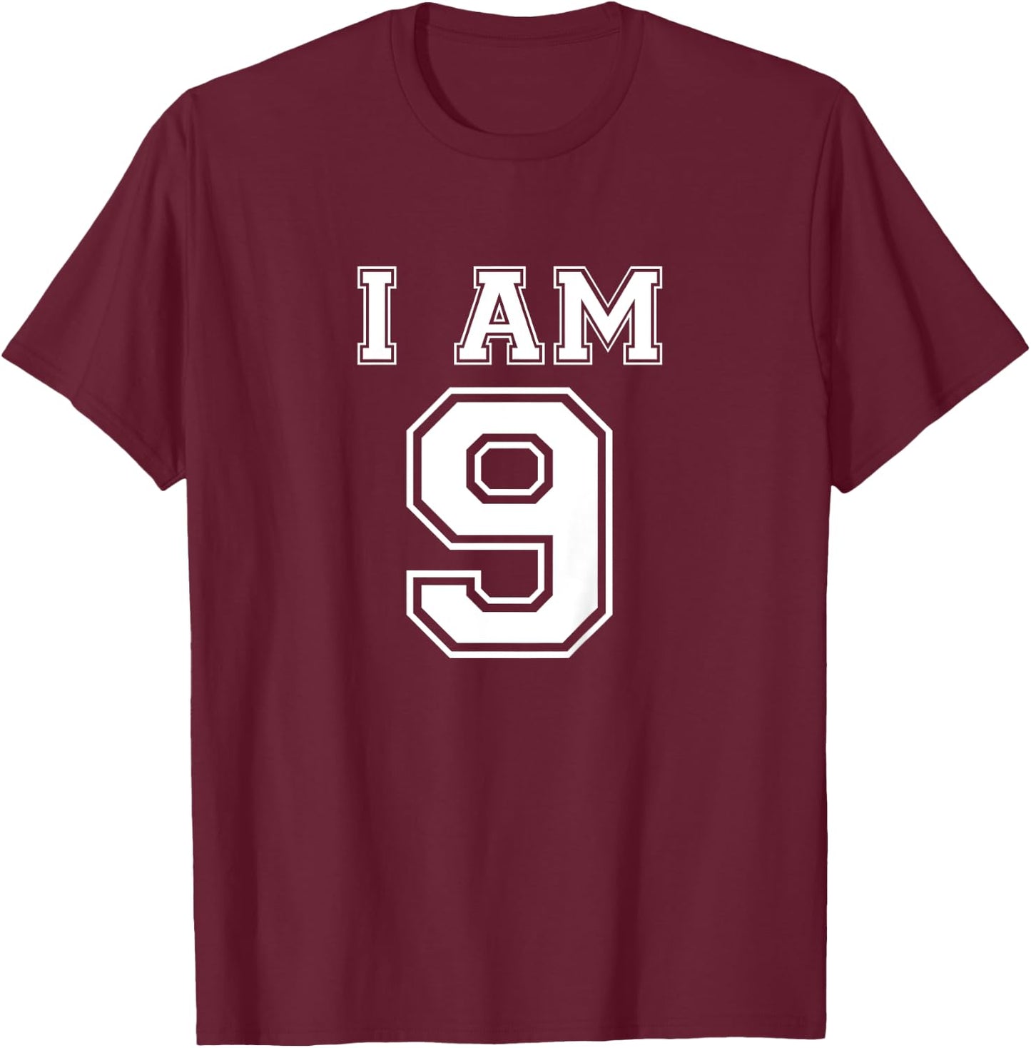 Nine Year Old Birthday Present I Am 9 Football Jersey Style T-Shirt - T-Shirt | Maroon