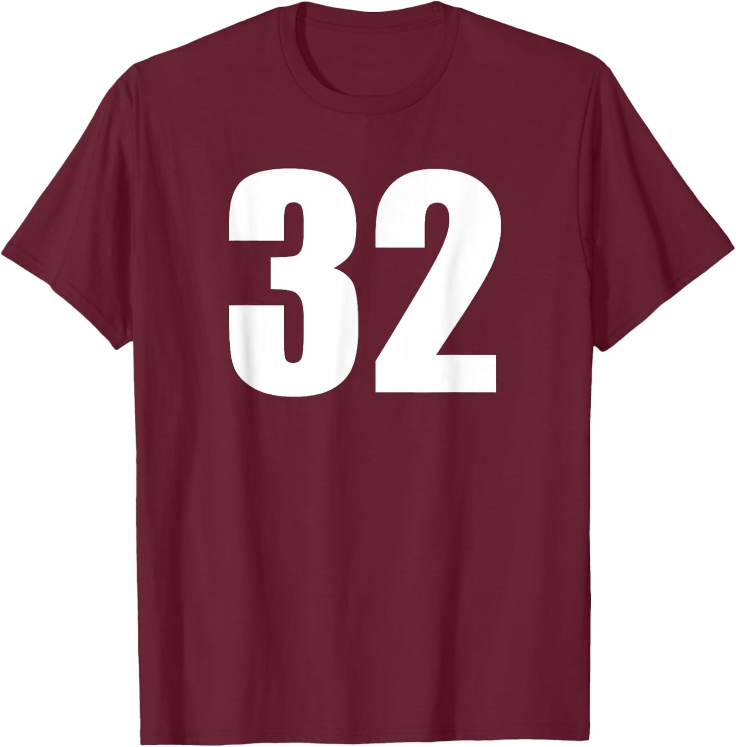 Sports Number 32 Baseball Football Soccer Basketball Shirt T-Shirt - T-Shirt | Maroon