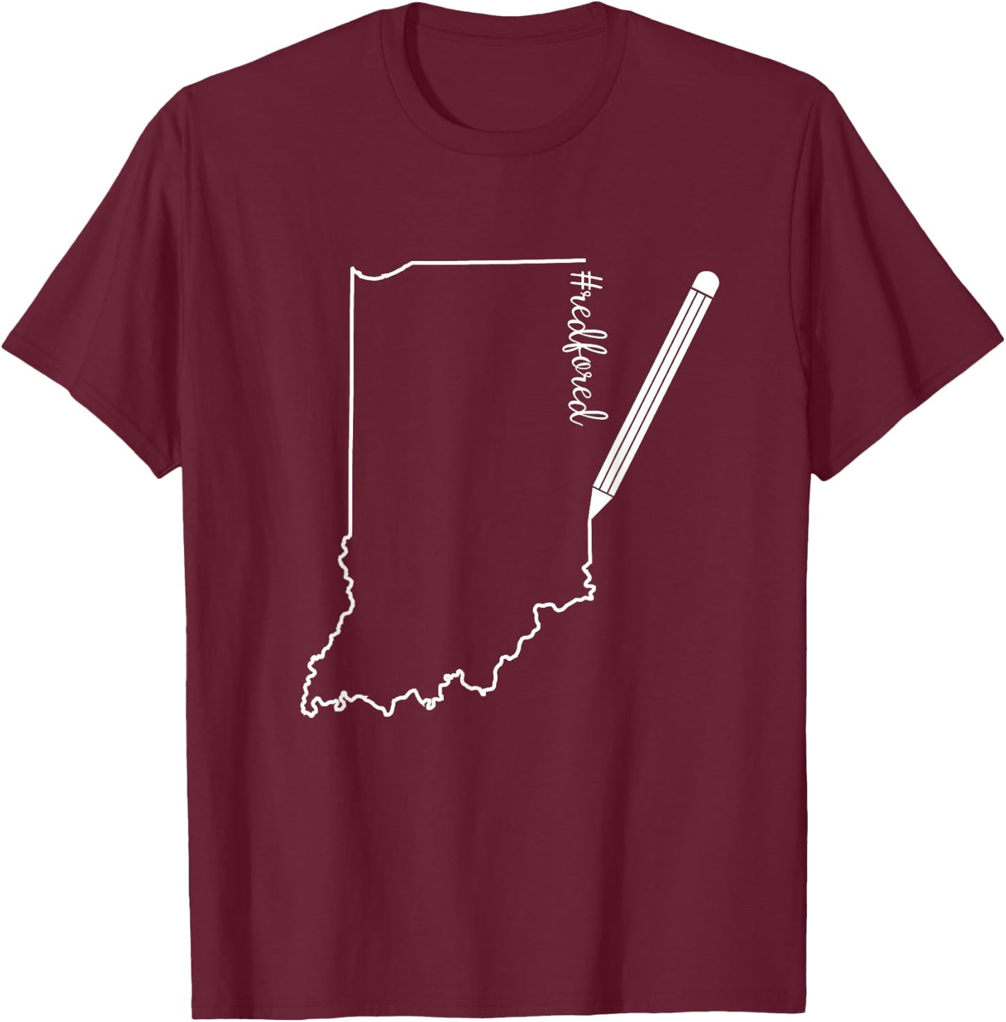 Teacher Red For Ed RedForEd Indiana Pencil Drawing Gift T-Shirt - T-Shirt | Maroon