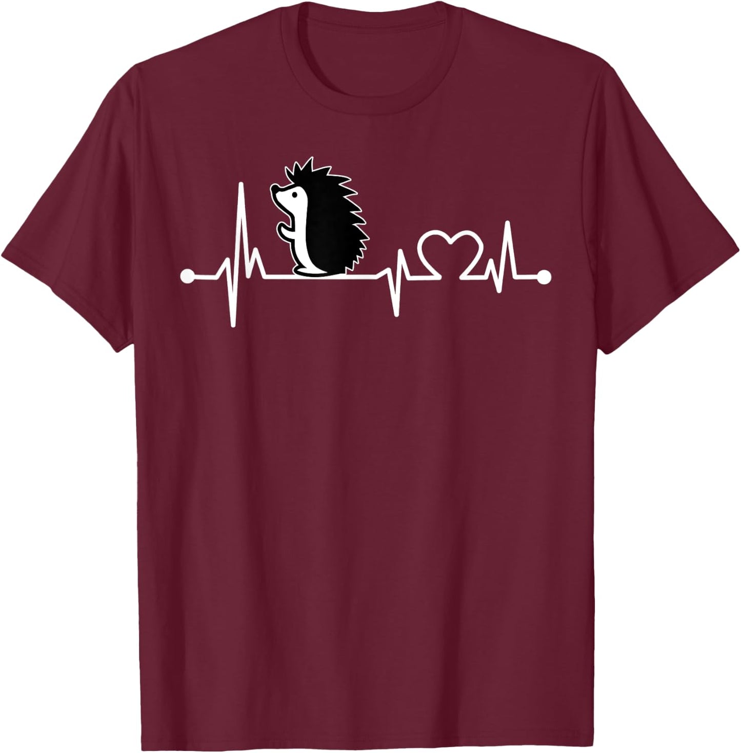 Hedgehog Heartbeat Funny Animal Cool Lover Gift T-Shirt - T-Shirt | Maroon