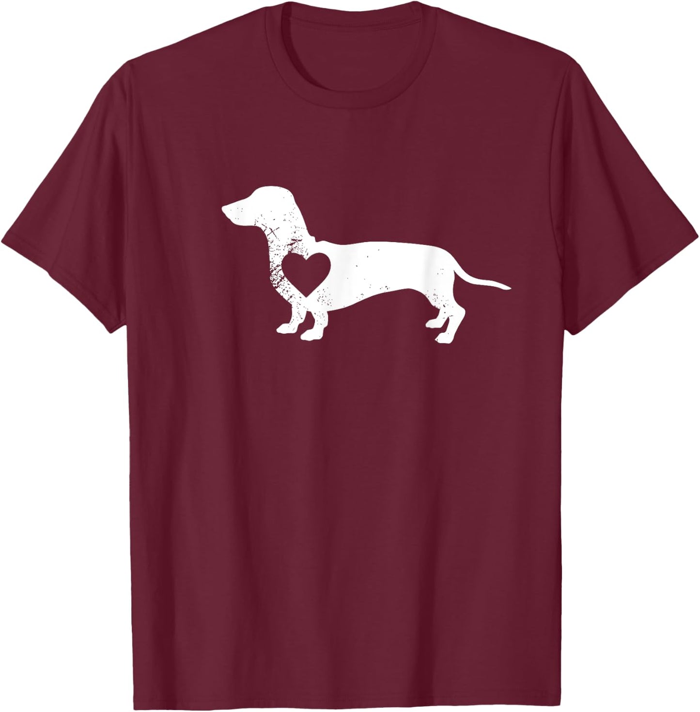 Dachshund Silhouette with Heart - Dog Lover Design Women Kids T-Shirt - T-Shirt | Maroon