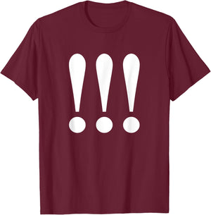 3 Big Bold Exclamation Points T-Shirt - T-Shirt | Maroon