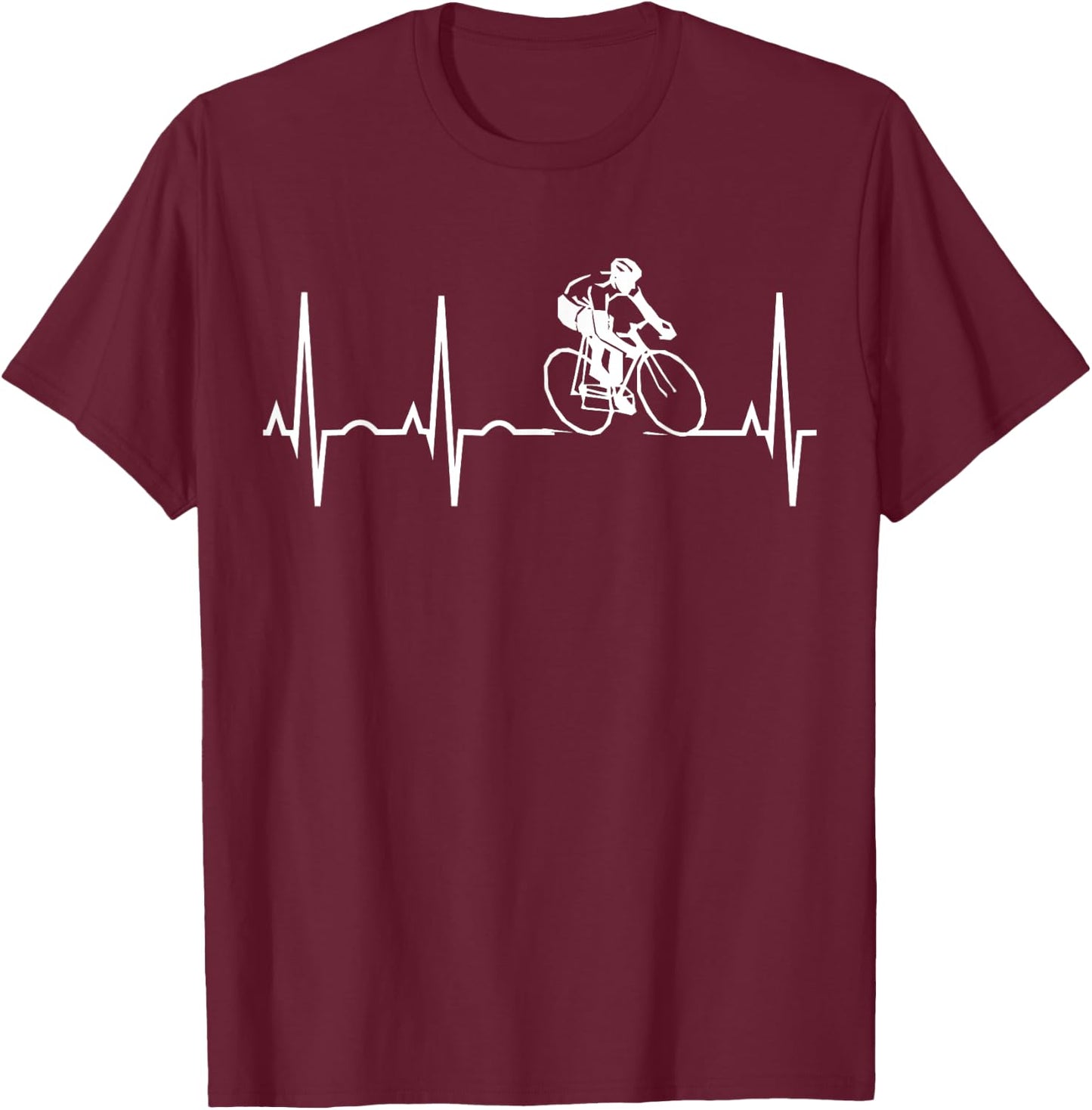 Cycling Heartbeat Shirt I Love Cycling for Bicyclers T-Shirt - T-Shirt | Maroon