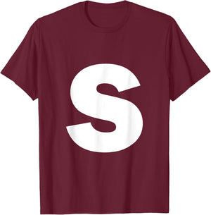 Letter S Capital Alphabet Monogram Initial T-Shirt - T-Shirt | Maroon