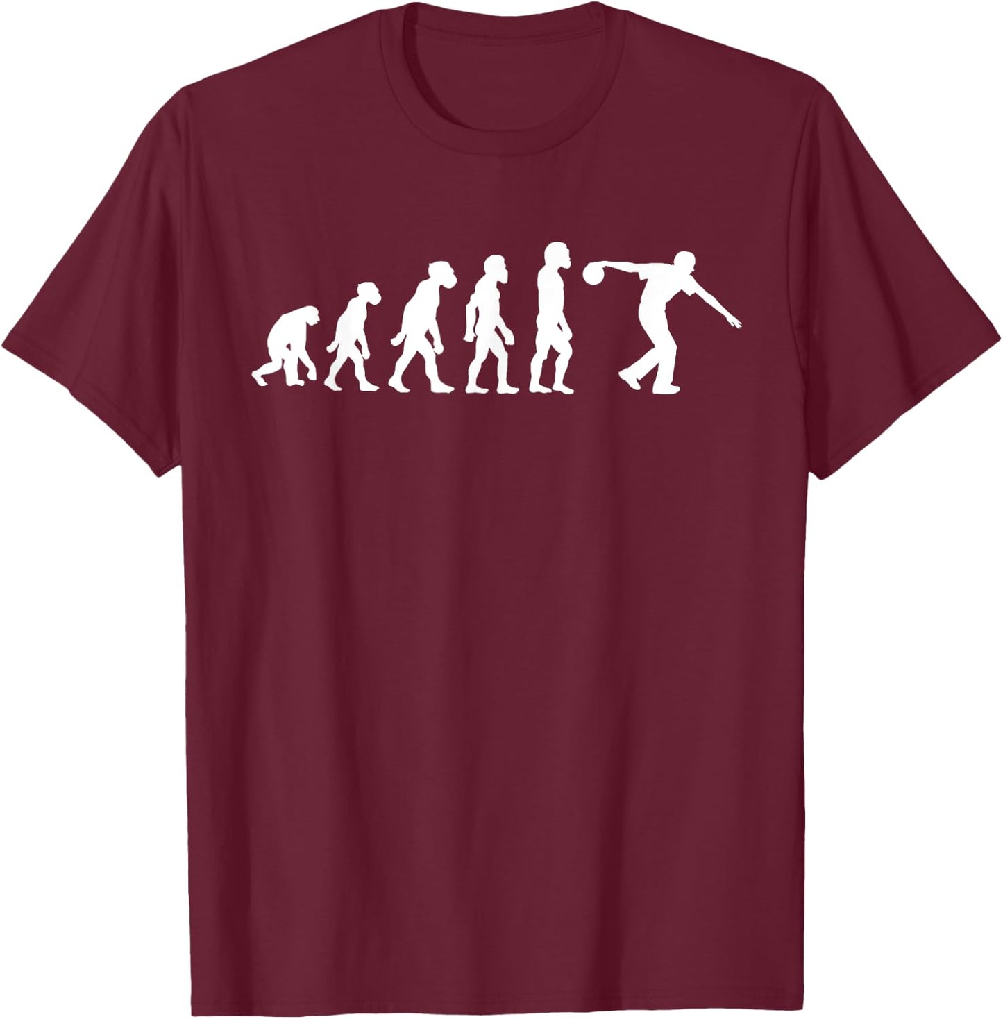 Funny Human Bowling Evolution Pin Ball Bowler Player T-Shirt - T-Shirt | Maroon