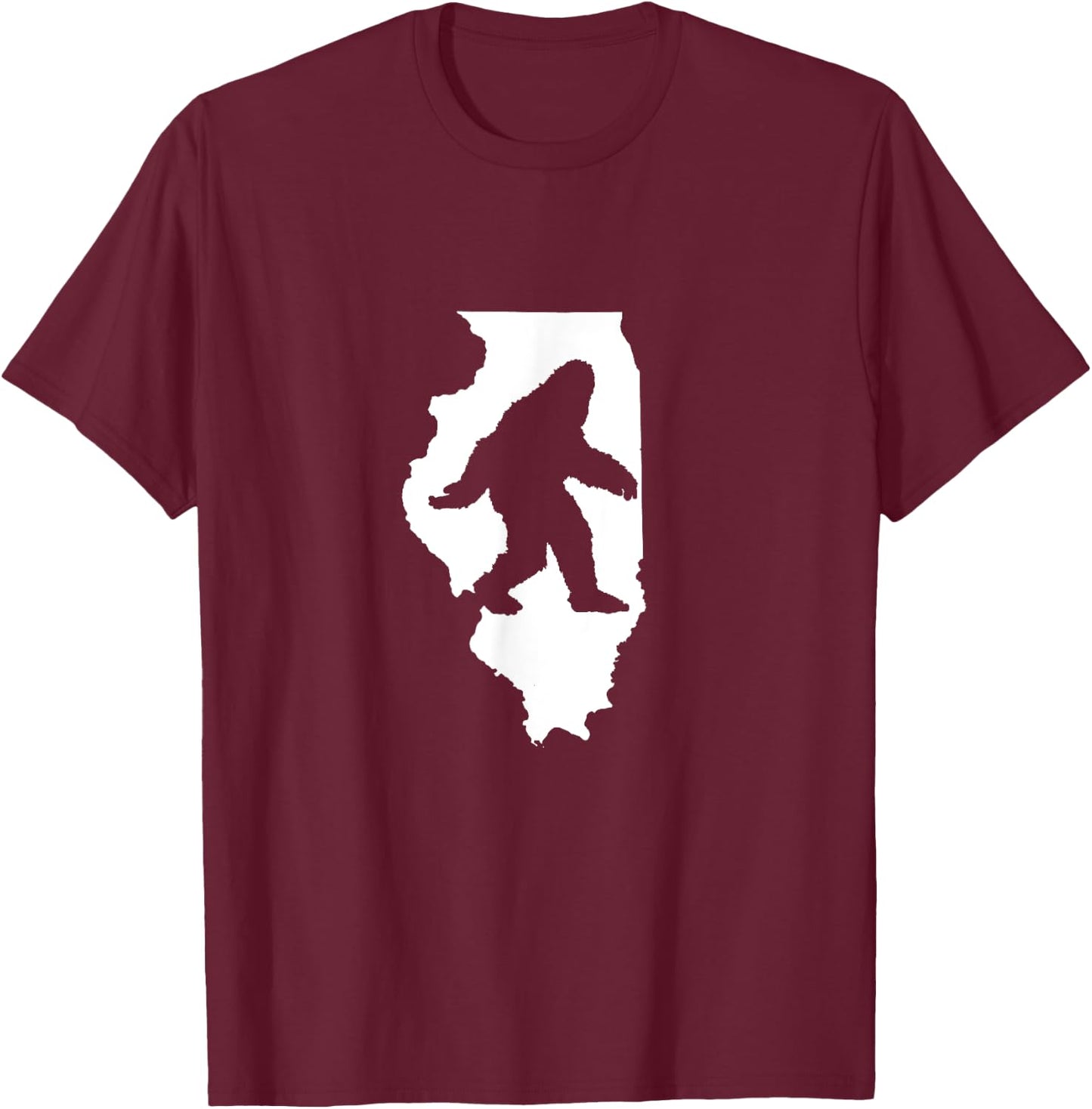 Illinois Bigfoot Sasquatch T-Shirt - T-Shirt | Maroon