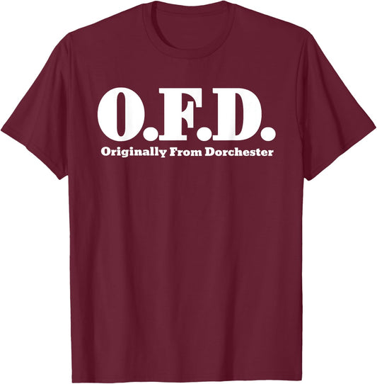 OFD Originally From Dorchester Tops Fields Corner Ashmont T-Shirt - T-Shirt | Maroon