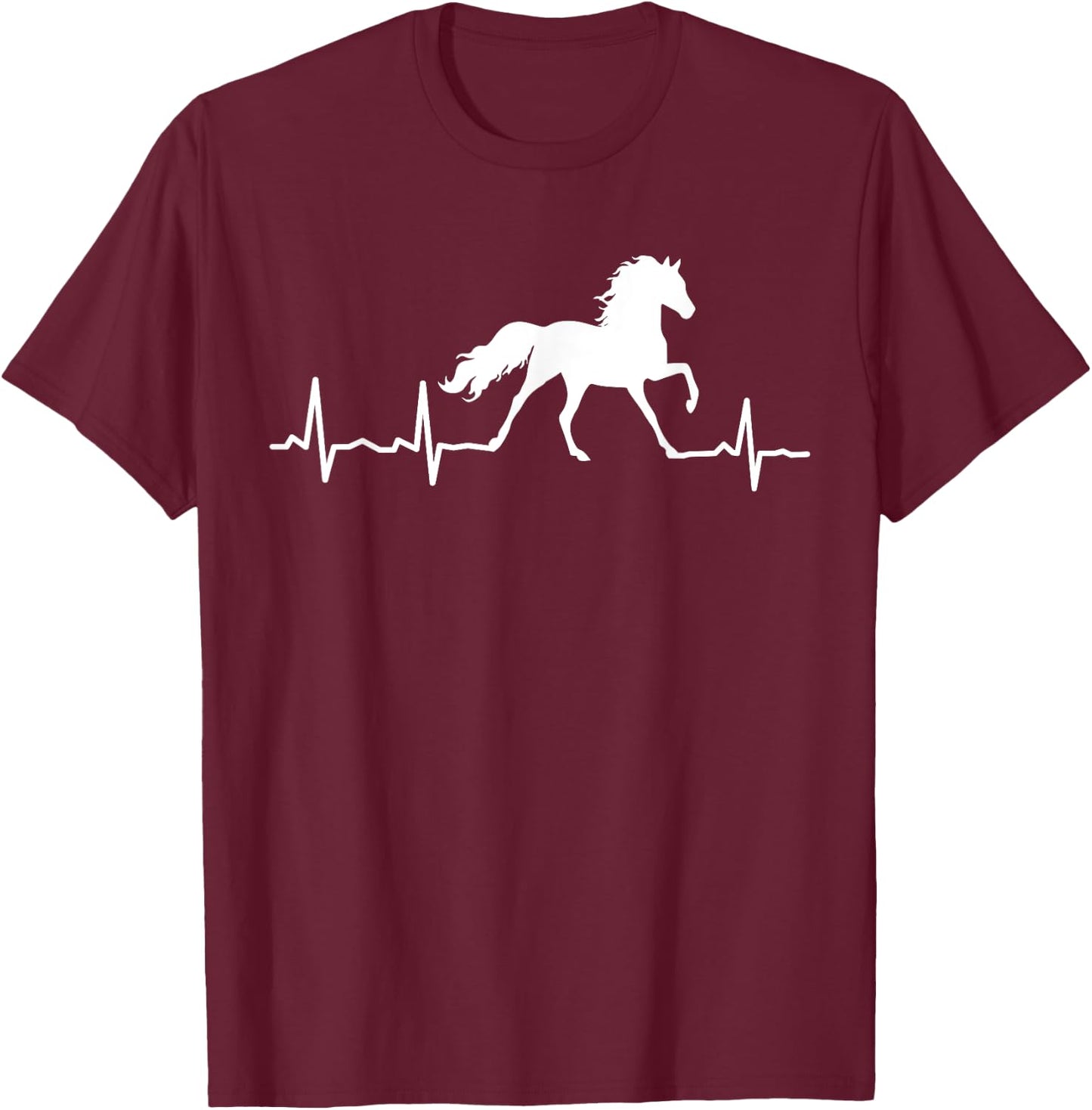Horse Heartbeat For Horse Riding Lovers T-Shirt - T-Shirt | Maroon