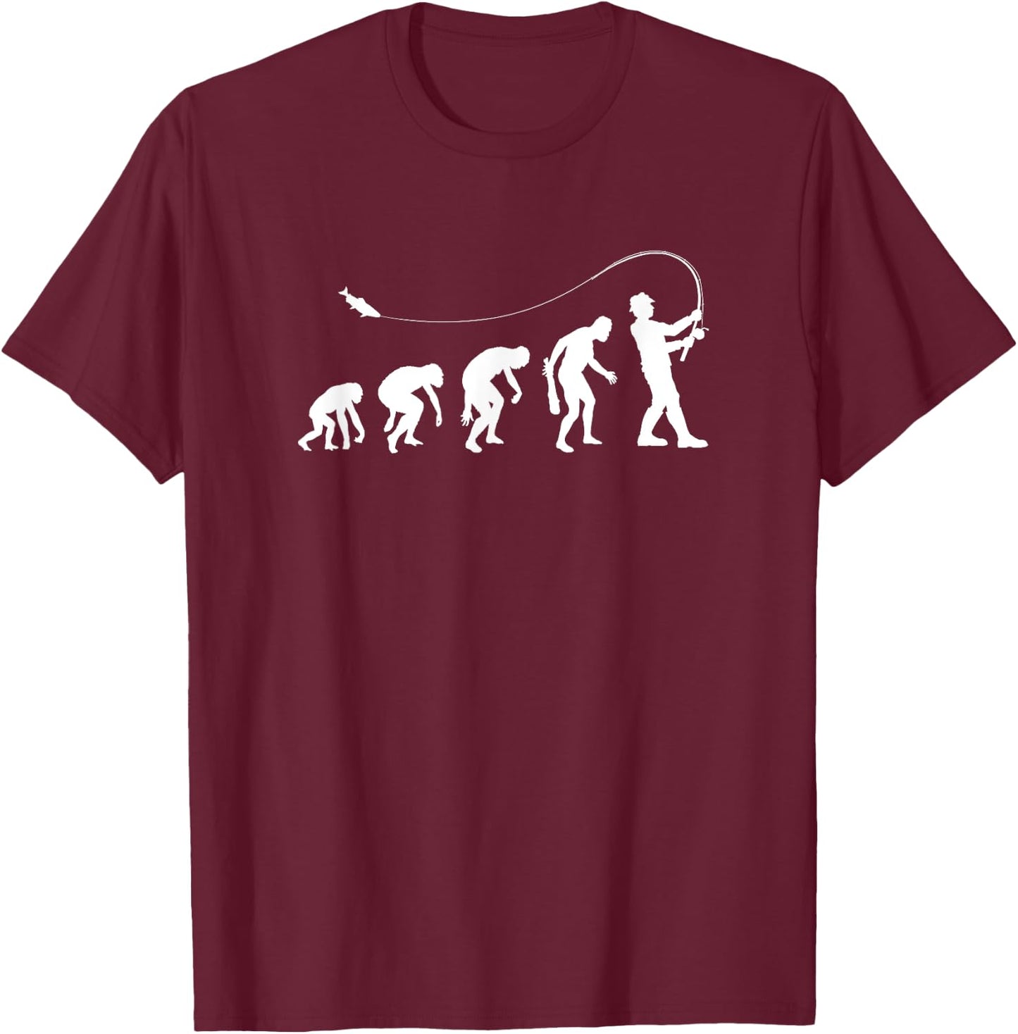 Fly Fishing Evolution Of a Fishing Man Fisherman T-Shirt - T-Shirt | Maroon