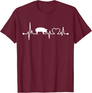 I Love My Pig Heart Valve EKG Heartbeat Funny Gift T-Shirt - T-Shirt | Maroon