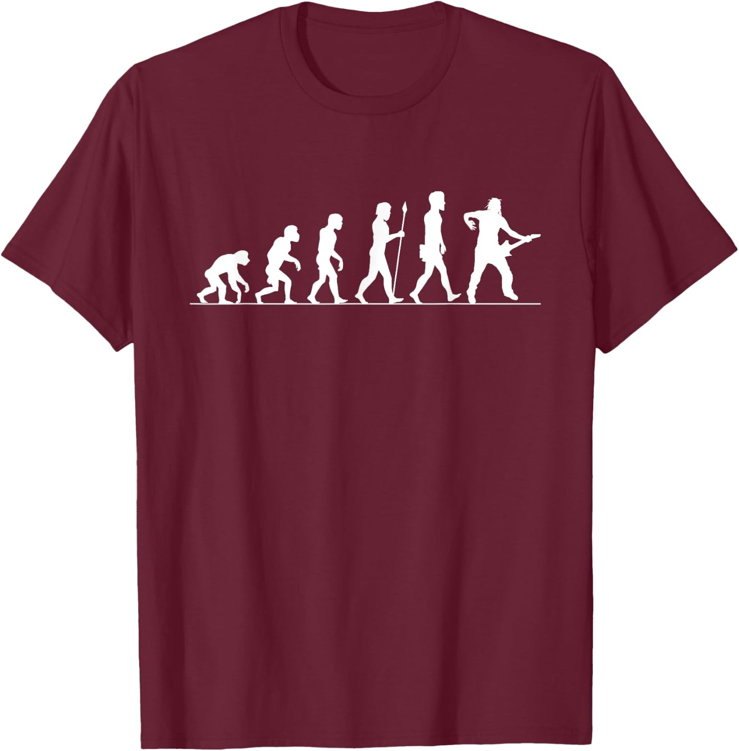 Guitar Evolution Funny Gift Rocker Guitar Player T-Shirt - T-Shirt | Maroon