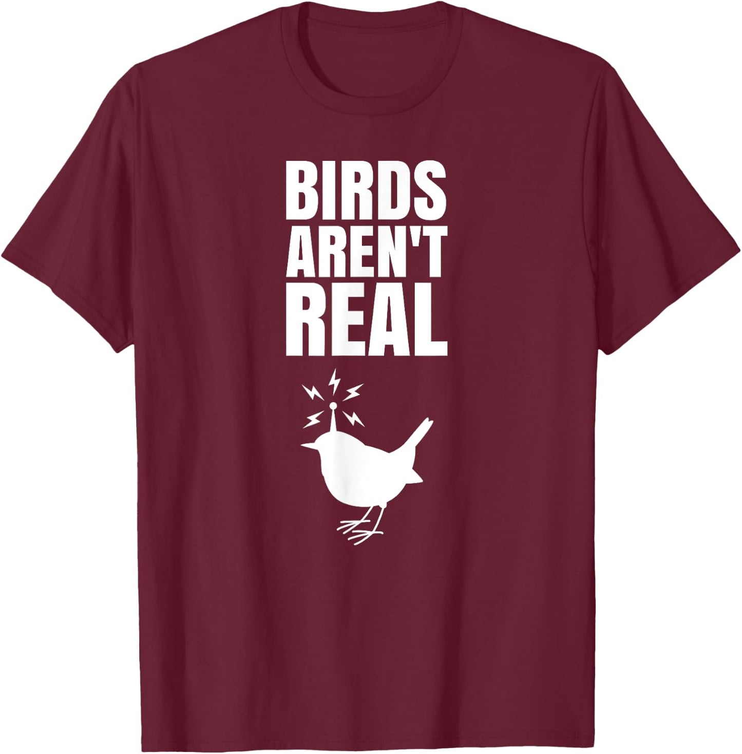 Birds Aren't Real Meme Conspiration T-Shirt - T-Shirt | Maroon