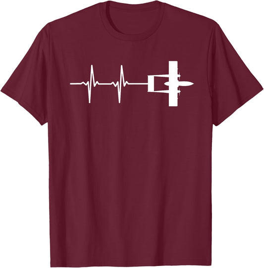 EKG Heartbeat OV-10 Bronco Military Plane Shirt T-Shirt - T-Shirt | Maroon