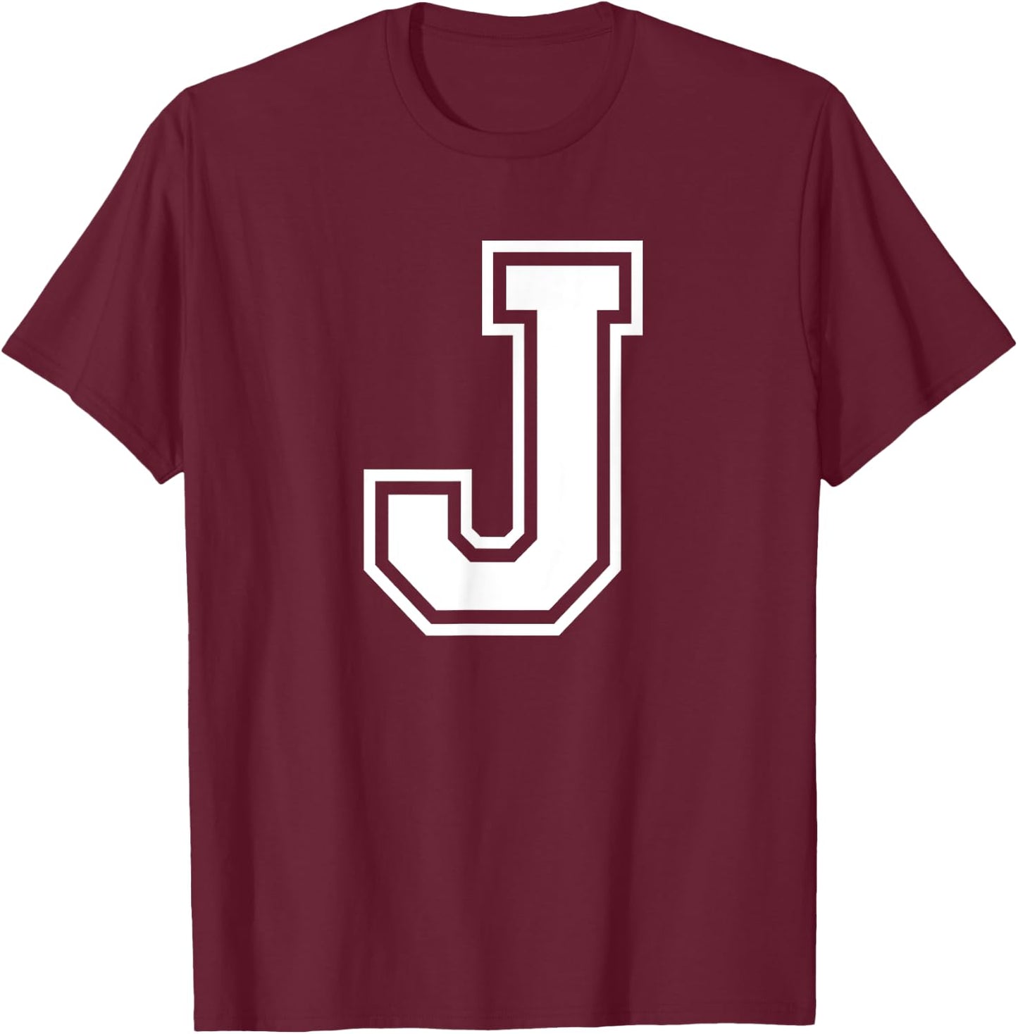 Letter J Name Initial Varsity Alphabet Monogram T-Shirt - T-Shirt | Maroon