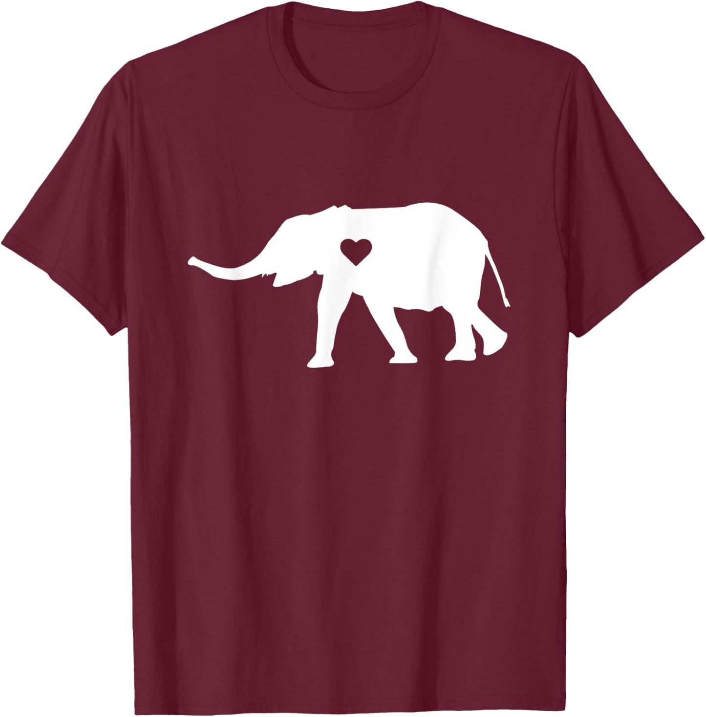 Love Heart Elephant Silhouette Gift T-Shirt - T-Shirt | Maroon