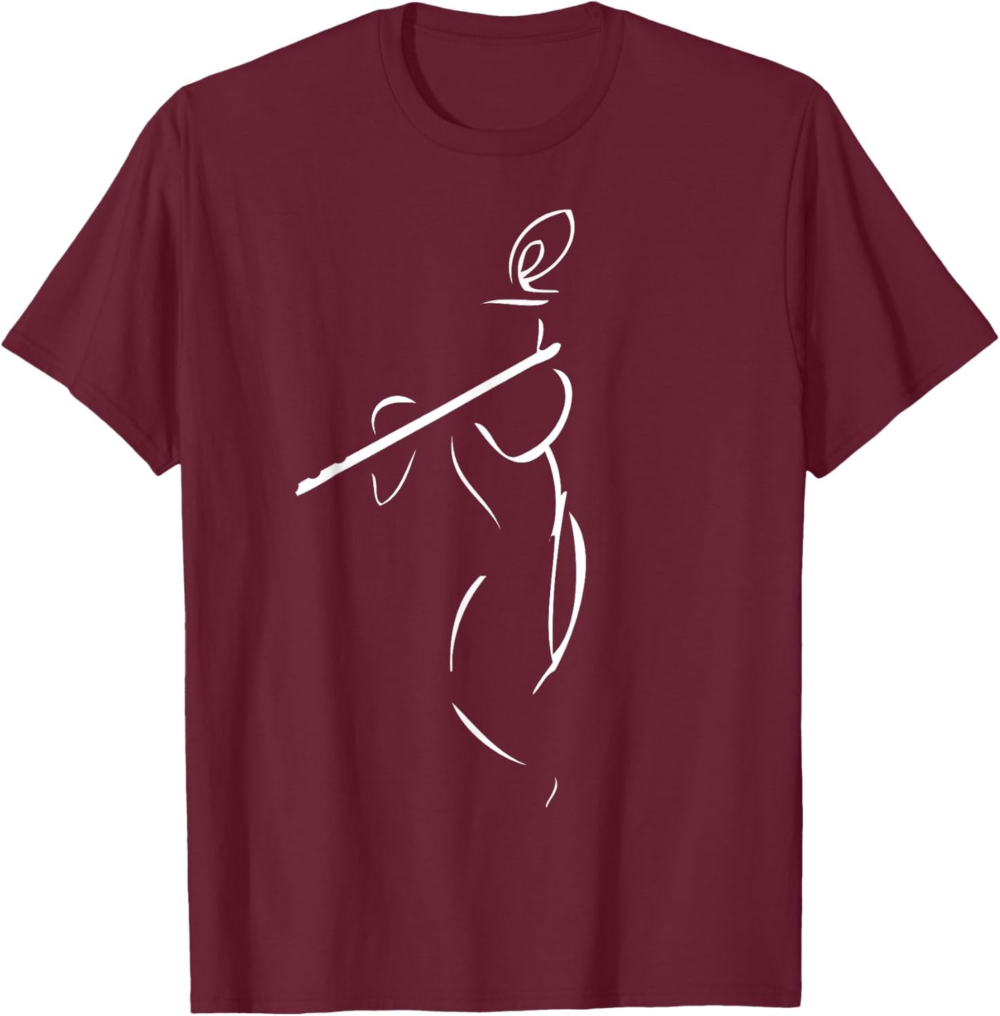 Divine Flute Player Lord Krishna T-Shirt - T-Shirt | Maroon