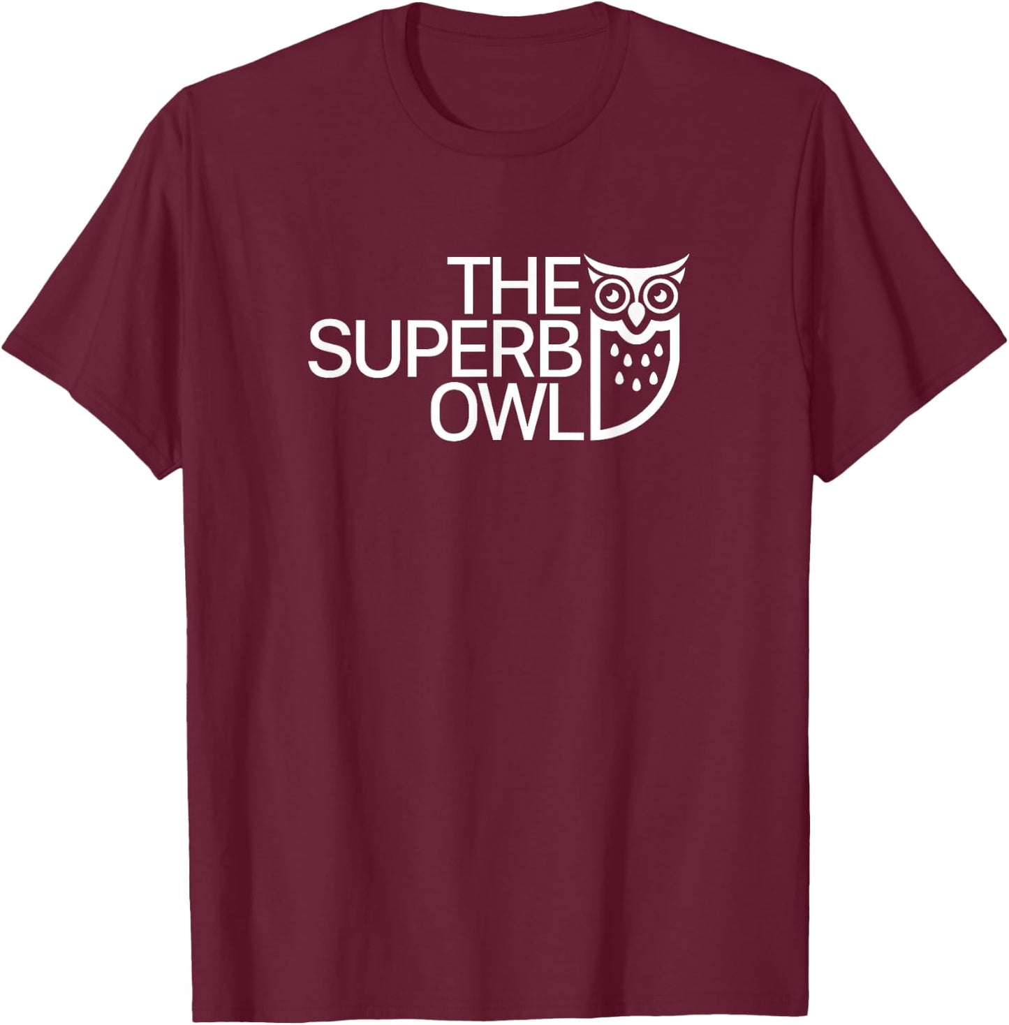 The Superb Owl Apparel - Owl Bird - -Adults, Kids - Black - Small - Short Sleeve T-Shirt - T-Shirt | Maroon