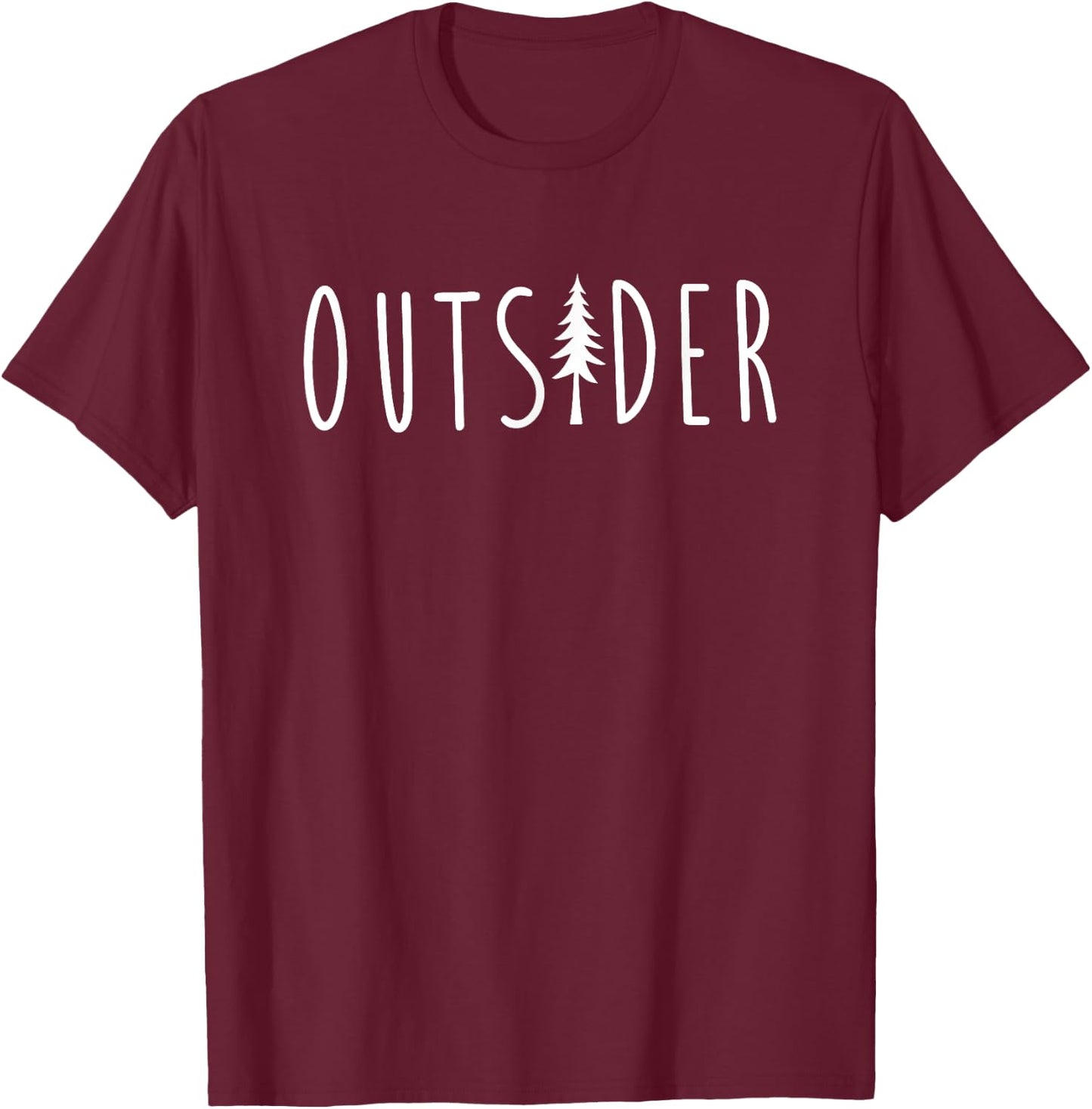Outsider Pine Tree Nature Wilderness Adventure T-Shirt - T-Shirt | Maroon