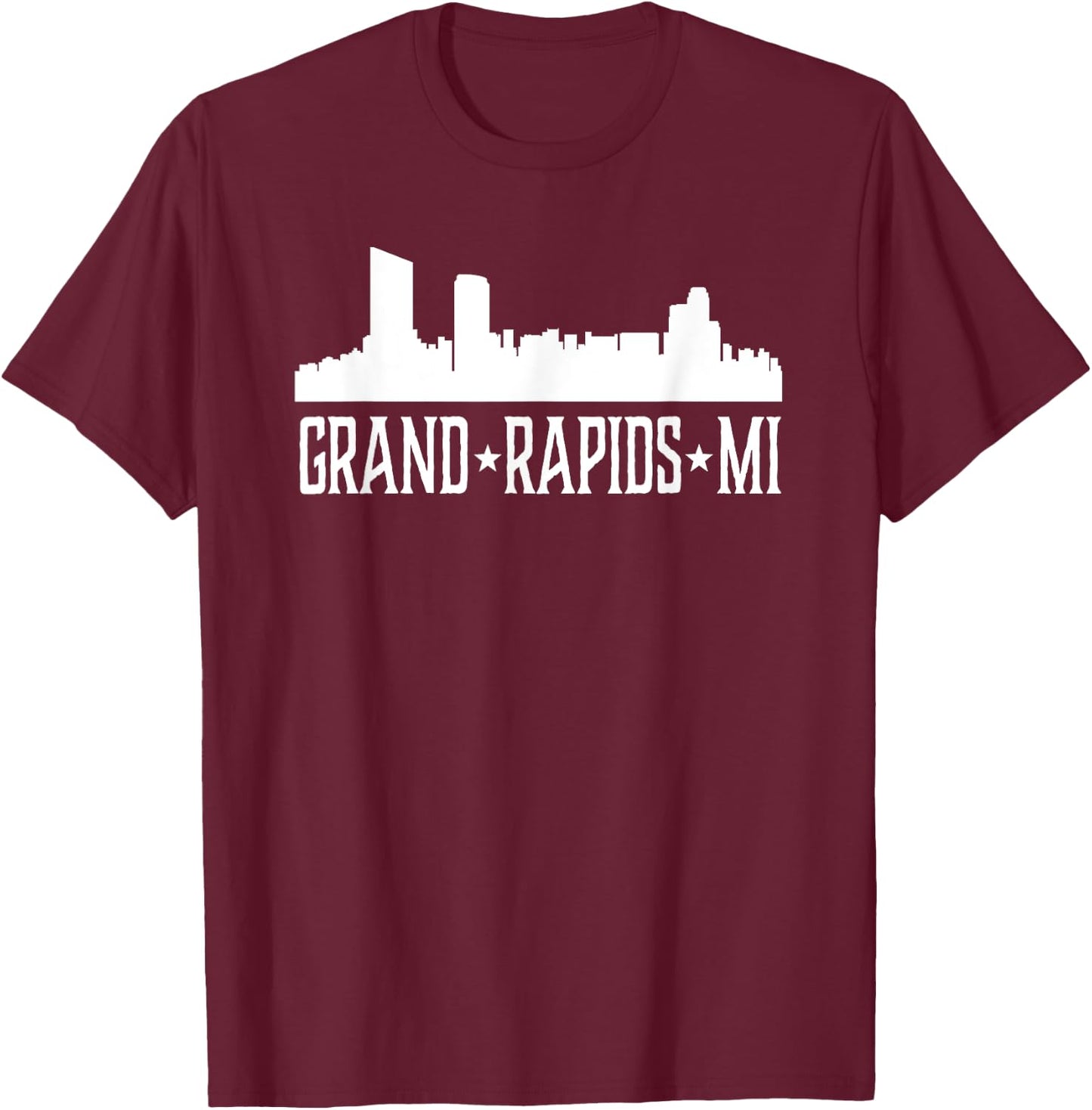 Grand Rapids MI Michigan Cities Skyline Silhouette T T-Shirt - T-Shirt | Maroon