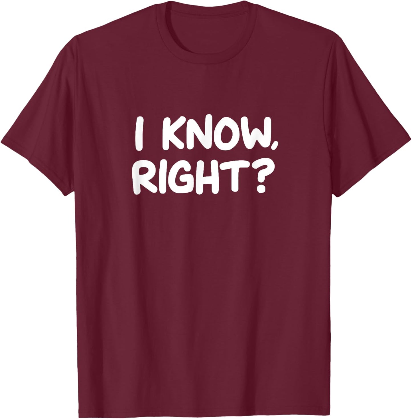 Funny, I Know Right, Joke Sarcastic Family T-Shirt - T-Shirt | Maroon