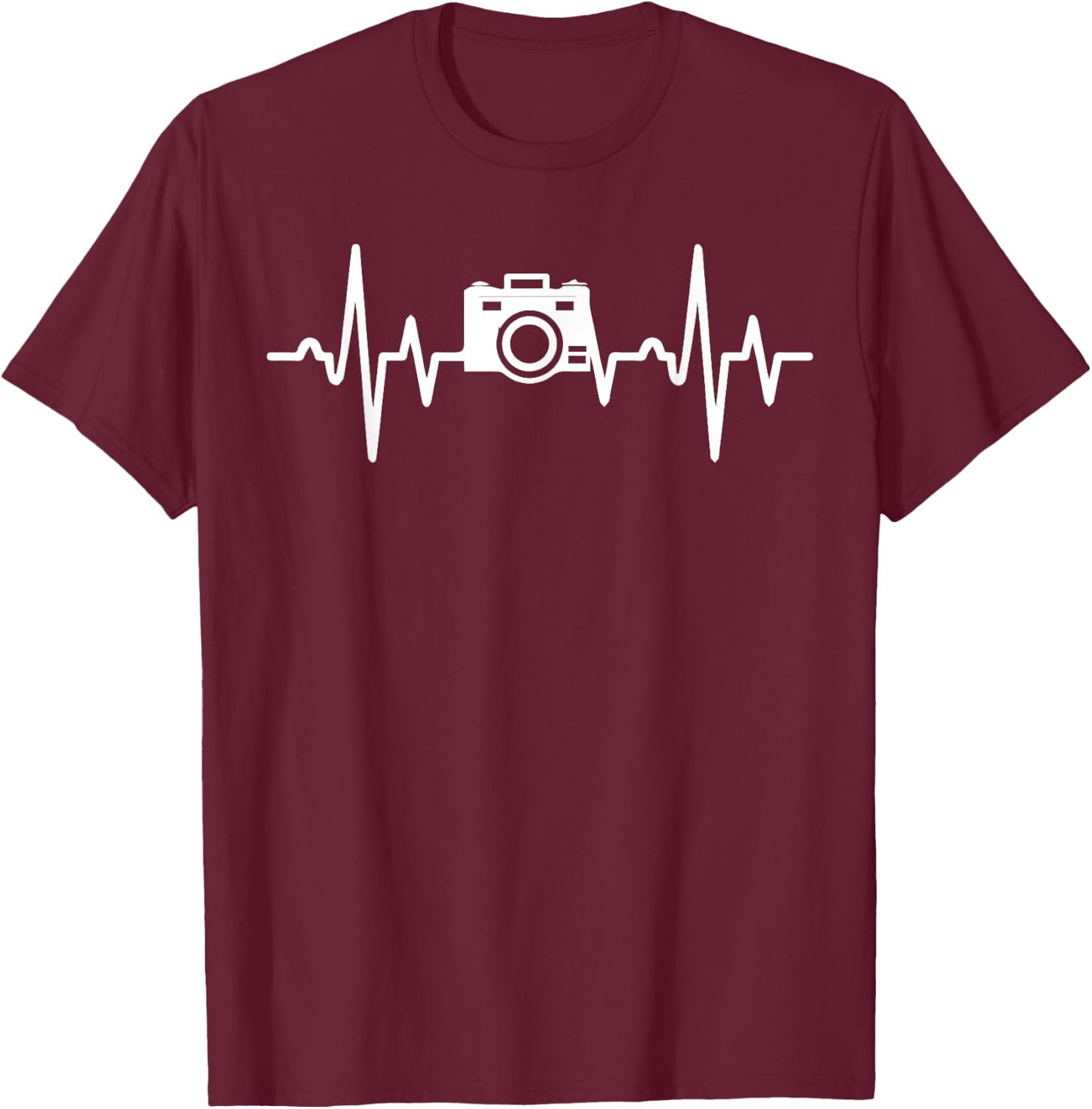 Camera heartbeat photography lovers T-Shirt - T-Shirt | Maroon