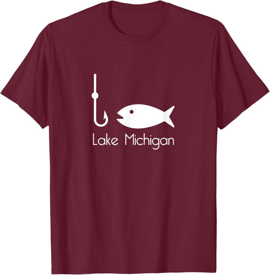 Lake Michigan Fishing - Chicago T-Shirt - T-Shirt | Maroon