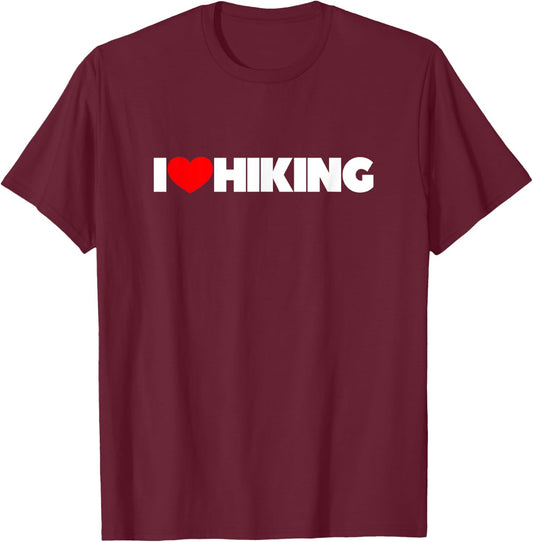 I Love Hiking T-Shirt - T-Shirt | Maroon