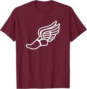 Running Shoe With Wings Track And Field Sneaker T-Shirt - T-Shirt | Maroon