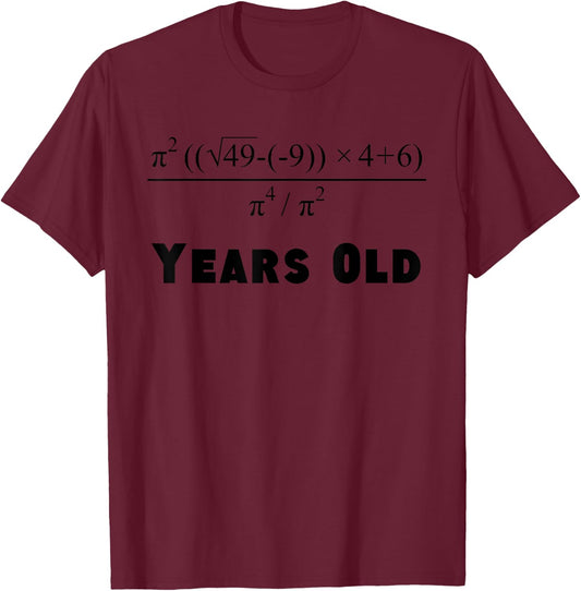 70 Years Old Algebra Equation Funny 70th Birthday Math T-Shirt - T-Shirt | Maroon