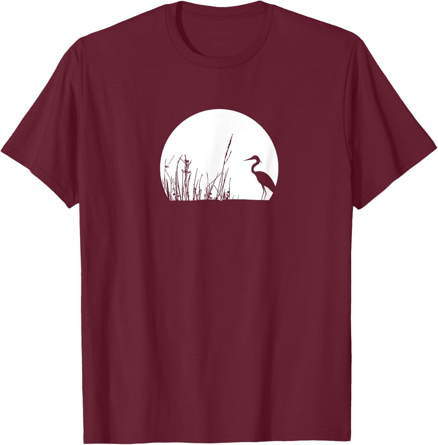 Heron In The Reeds Zen Mood Nature Lovers T-Shirt - T-Shirt | Maroon