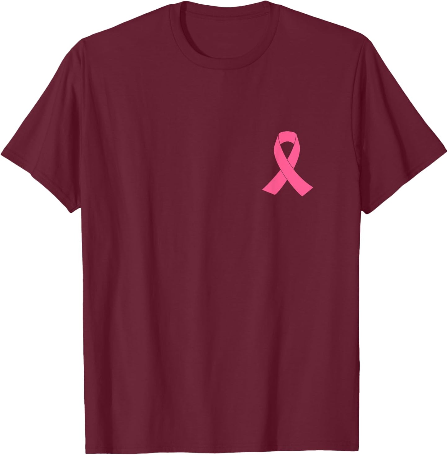 Breast Cancer Awareness Shirt Pink Ribbon On Chest Support T-Shirt - T-Shirt | Maroon