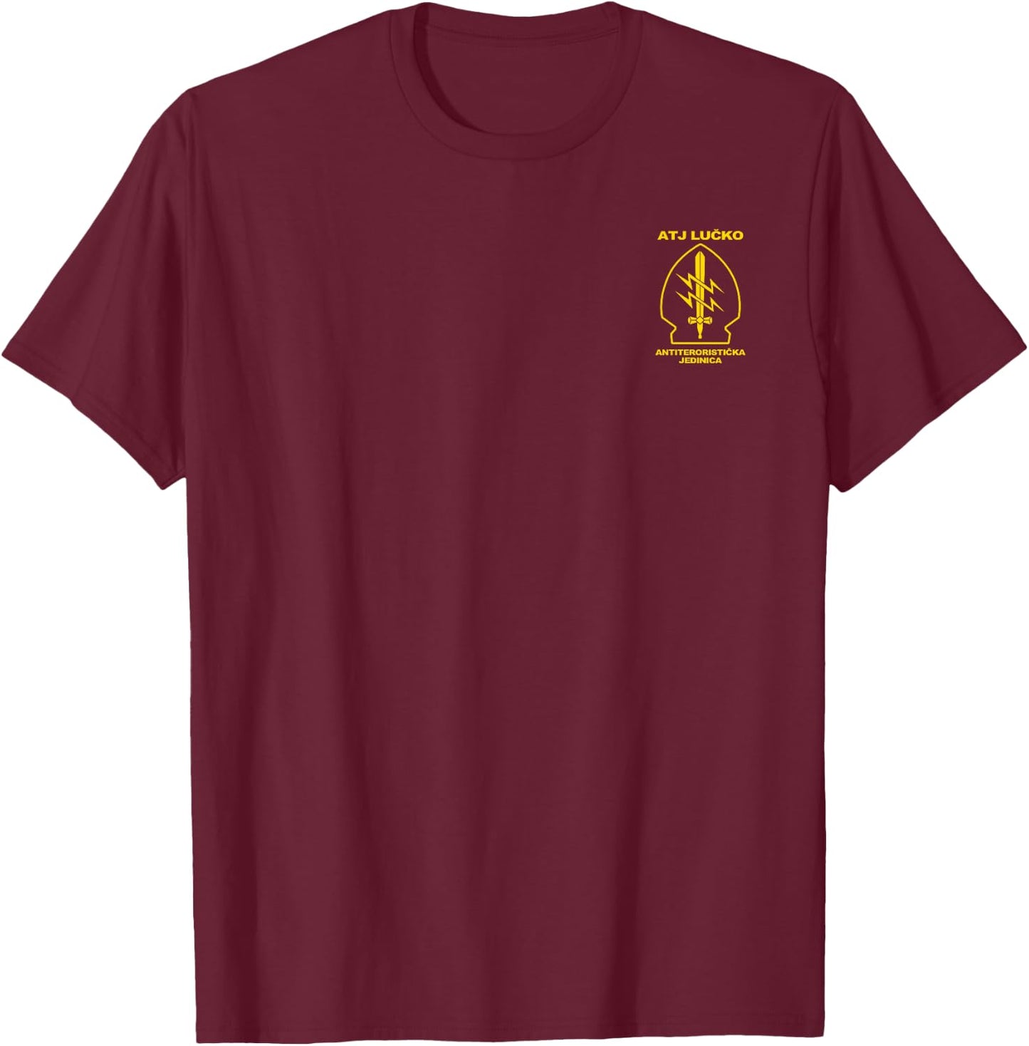 Croatian Police ATJ LUCKO Specijalna Policija T-Shirt - T-Shirt | Maroon