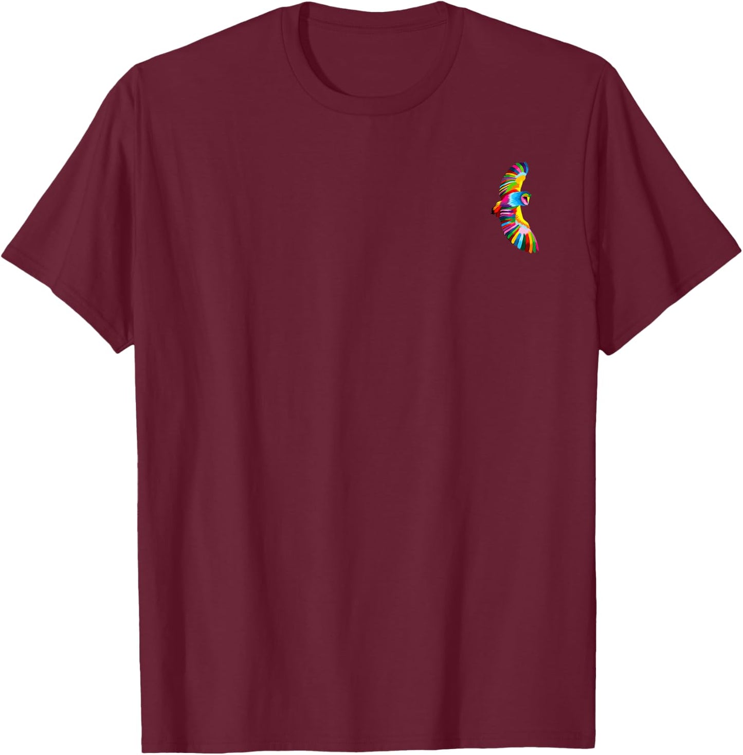 Colorful Owl in Pocket Cute Owl Design for Wildlife Fans T-Shirt - T-Shirt | Maroon