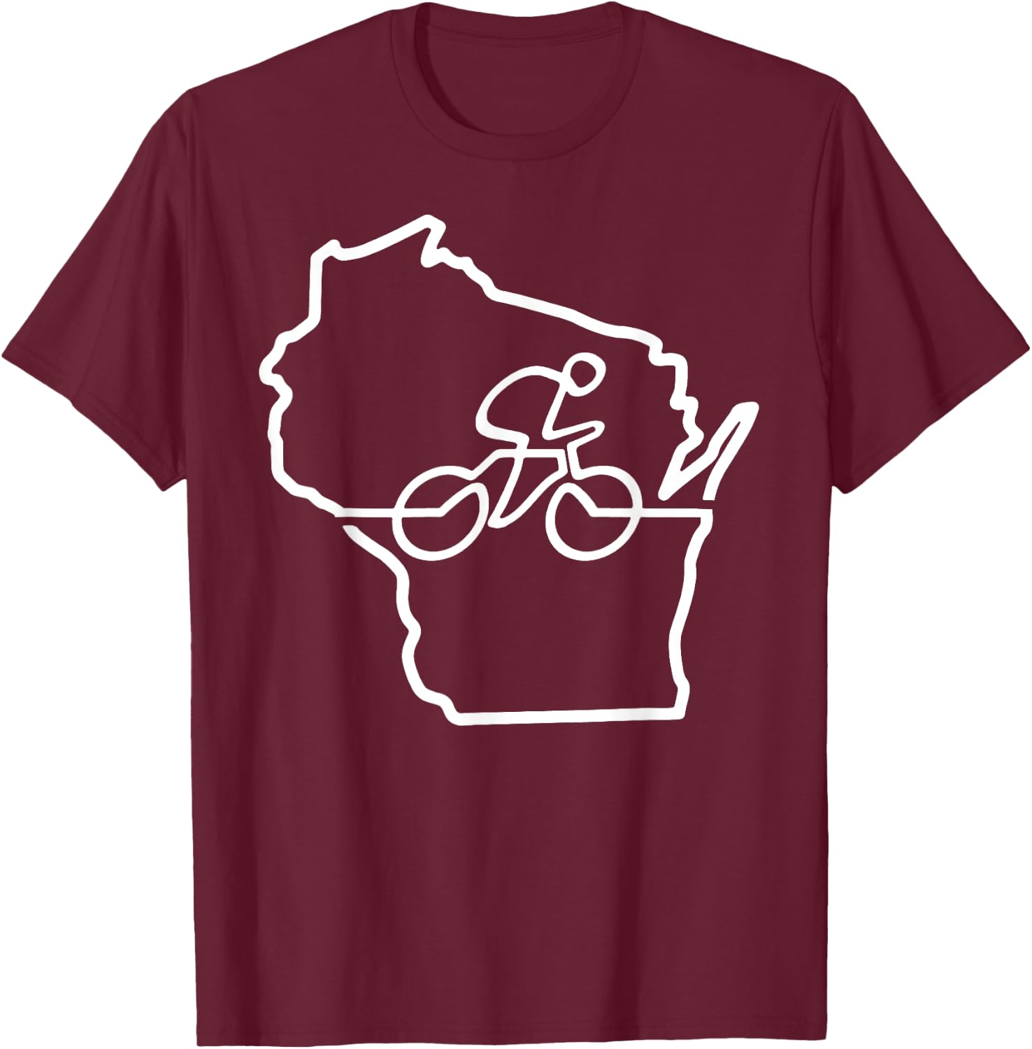 Bicycle Wisconsin Cycling Shirt Cyclist Gift Bike Biking T-Shirt - T-Shirt | Maroon