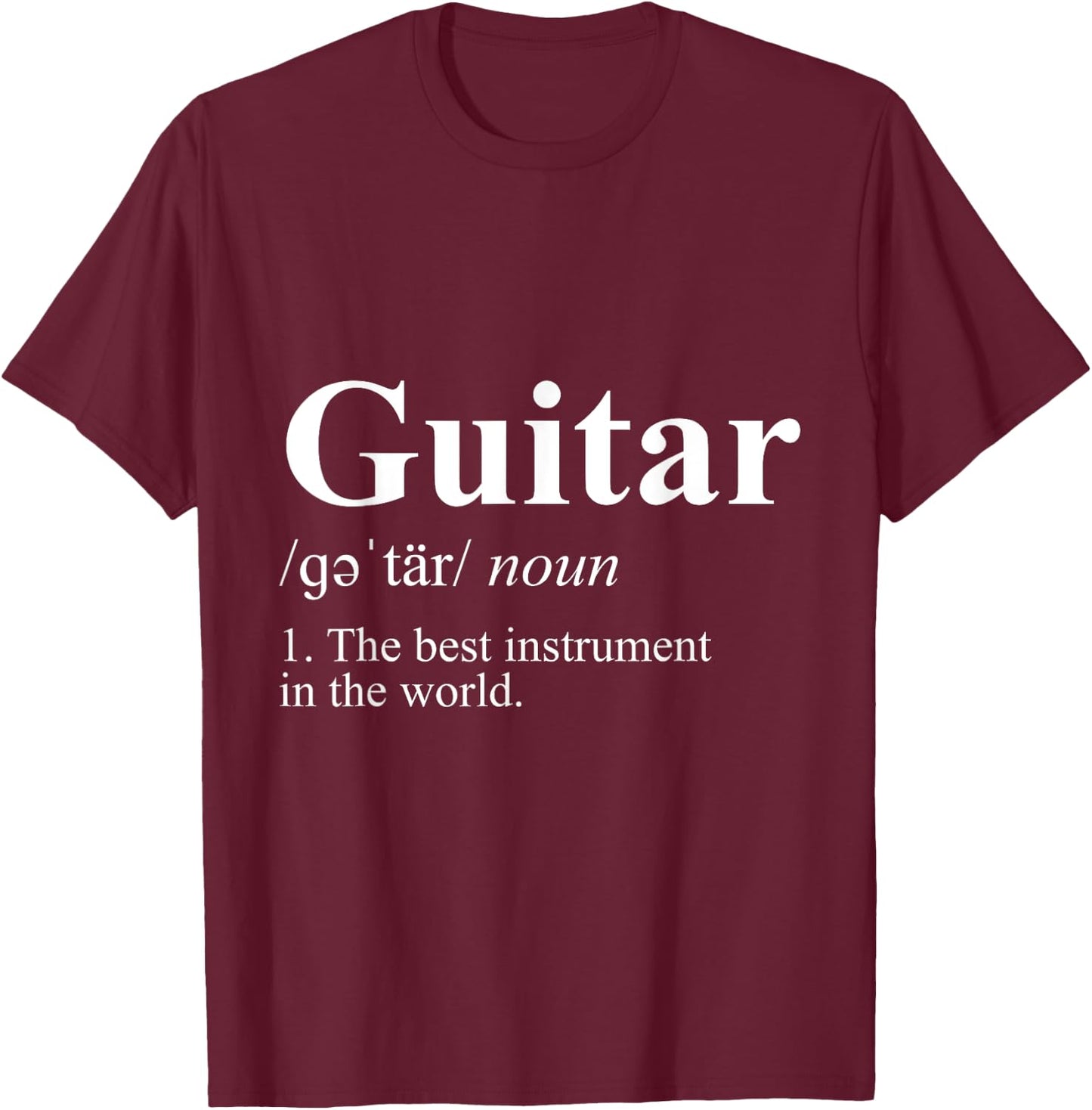 Music & Gift Men's Guitar Black Small Short Sleeve Classic Fit Cotton 65% Polyester 35% T-Shirt - T-Shirt | Maroon