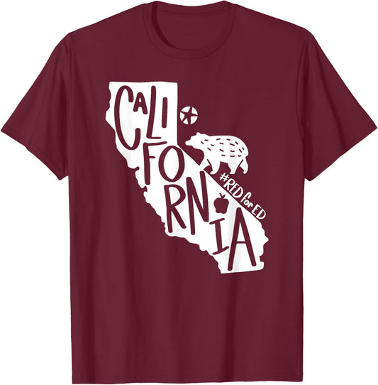 Red For Ed California State Teachers Protest March Strike Women Kids T-Shirt - T-Shirt | Maroon